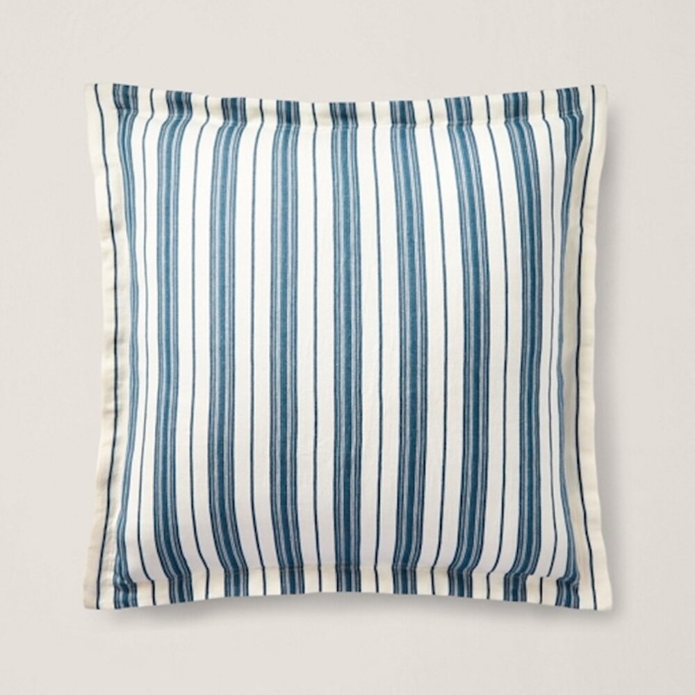 Set of 2 Ralph Lauren Indigo Cottage Sawbuck Stripe Euro Shams